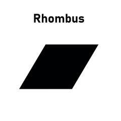 Rhombus shape for kids. 2D shape symbol of rhombus. Properties of rhombus in mathematics. Geometric shape. Science lessons for your classroom.