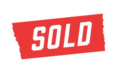 赤いテープに白いSOLDの文字 - 売り切れ･在庫切れ･売約済みのイメージPOP素材
