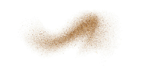 Sand dust powder splash. Flowing grit speckles and particles wavy texture. Ground grain scatter element. Gritty explosion wind shape for overlay, poster, banner, brochure, leaflet. Vector background