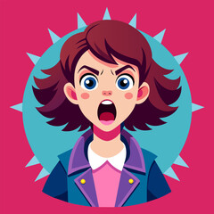 Angry Girl Scream Vector Design