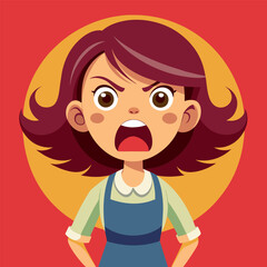 Angry Girl Scream Vector Design