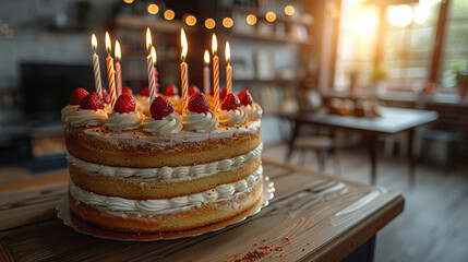 Beautiful colored birthday cake