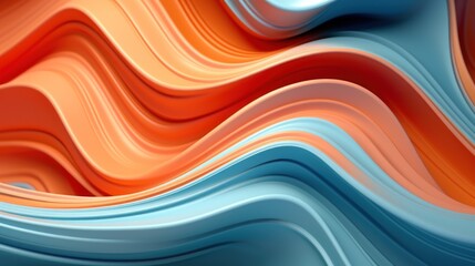 Abstract vibrant orange and blue waves flowing across the frame, creating a fluid and dynamic texture.