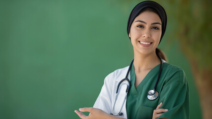 portrait of 25 years old arabian female nurse
