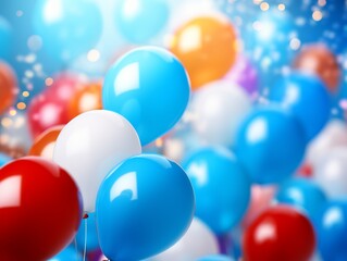 Multicolored birthday balloons create a festive atmosphere, perfect for parties and celebrations.