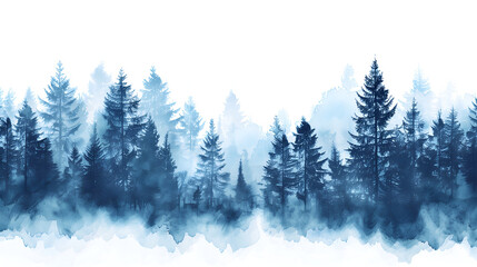 Fototapeta premium blue pine forest in the style of vector illustration against a white background