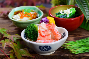 日本料理　和食の小鉢三種