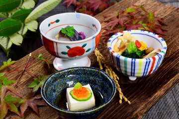 日本料理　和食の小鉢三種