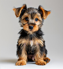 yorkshire terrier puppy on white background