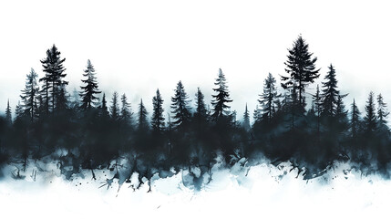 blue pine forest in the style of vector illustration against a white background - obrazy, fototapety, plakaty