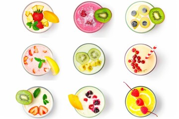 fruit summer cocktails top view