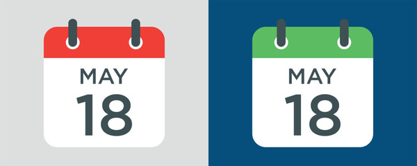 calendar - May 18 icon illustration isolated vector sign symbol