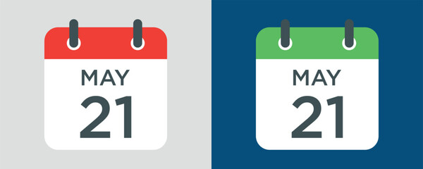 calendar - May 21 icon illustration isolated vector sign symbol