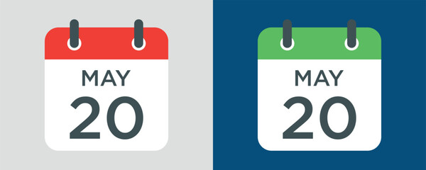 calendar - May 20 icon illustration isolated vector sign symbol