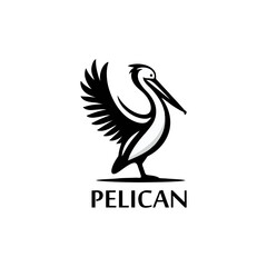 silhouette pelican logo design, premium vector design