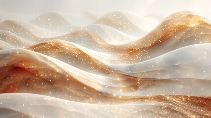 Obraz premium An abstract landscape of sandy dunes, depicted with diagonal layers in shades of beige and brown, capturing the essence of a windswept desert, textured with sand particles and enhanced 