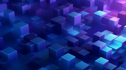 Gradient mesh background in deep blues and purples with floating geometric shapes, evoking a sense of digital innovation,