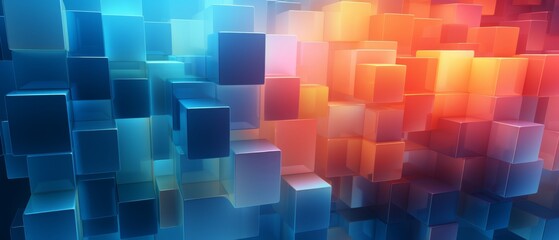 Gradient 3D cube background, flowing from dark to light, ideal for depicting innovation in technology and digital growth,