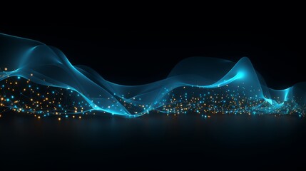 Isolated on a white background, a conceptual model of a digital wave composed of glowing nodes and connections,