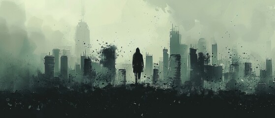 A lone figure walked through deserted cityscapes, a mask shielding their face from the spreading contagion.