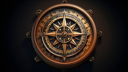 Fototapeta premium Map and Compass Pirate icon 3d