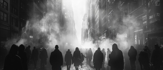 The crowded streets echoed with silence as the world grappled with an invisible enemy. - obrazy, fototapety, plakaty