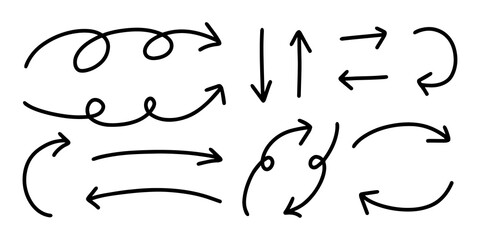 ペンの手書きの矢印セット_黒