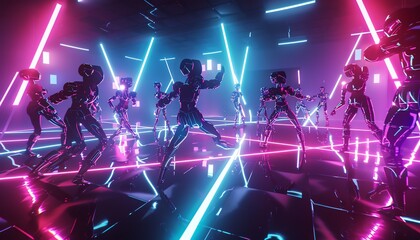 Fototapeta na wymiar Illuminate the dance floor with neon lights