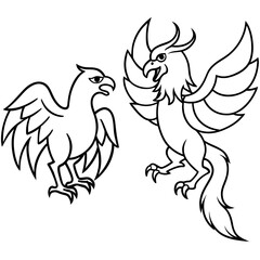 Gossiping two Phoenix bird  - Vector - Vector art - Vector illustration - Vector design - Latest Vector - Ultimate Vector - Premium Vector - Vector pro - Premium illustration
