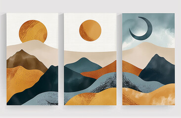 Abstract contemporary landscape posters - obrazy, fototapety, plakaty