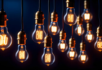 A multiple light bulbs on a black background