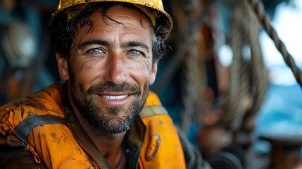 Close-up of a cheerful man in professional safety gear