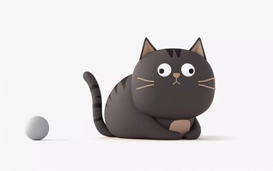 cute fantasy flat cartoon cat isolated on white 3d illustration