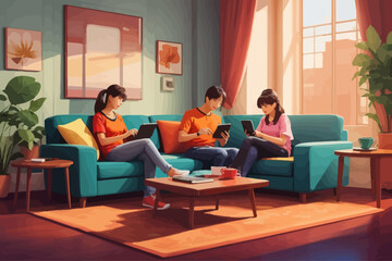 living room  sofa  illustration