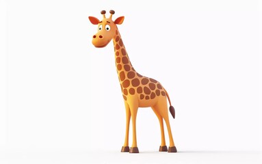Fototapeta premium cute fantasy flat cartoon giraffe isolated on white 3d illustration