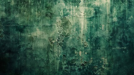 Obraz premium Old weathered wall painted green with peeling paint