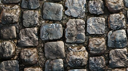 Fototapeta premium Old cobblestone path with weathered stones