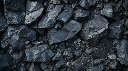 Textured black coal pieces against a dark backdrop