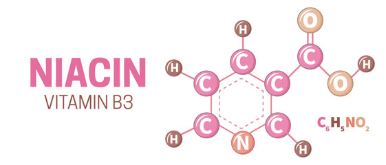 Vitamin B3 Niacin Molecule Structure Formula Illustration