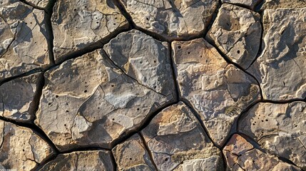 Texture of sunlit cracked earth