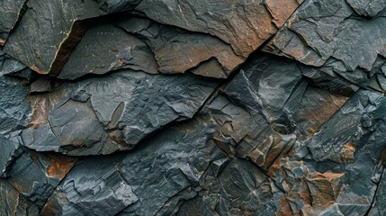 Textured layers of dark slate   geology s intricate art