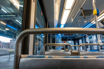 Inside a subsway train in Pittsburgh Pennsylvania