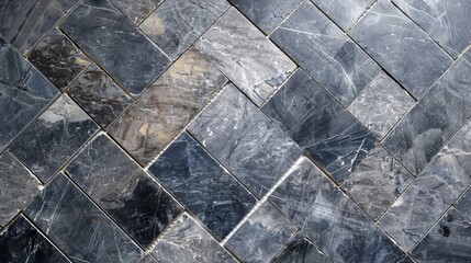 Close up of black and white patterned tiled floor