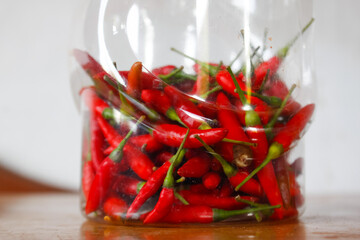 Red chilies in a jar