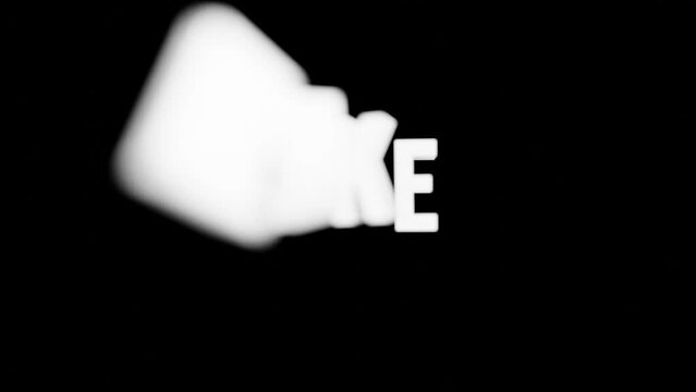 Animation like share subscribe text blur effect with black isolated background. Suitable for business video and etc. 4k video looping. 3d illustration rendering