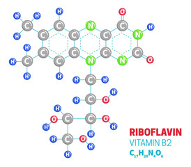 Riboflavin Vitamin B2 Molecule Structure Formula Illustration