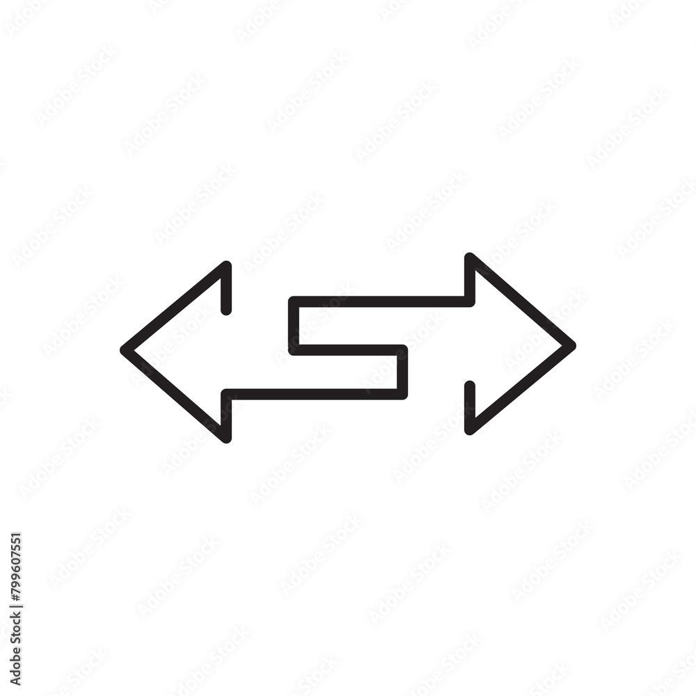 Poster transfer arrows outline icon.vector left right arrows simple line vector icon on white background..e