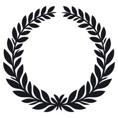 Laurel wreath circle frame isolated on white background. Vector illustration.