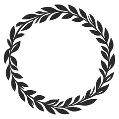 Laurel wreath circle frame isolated on white background. Vector illustration.