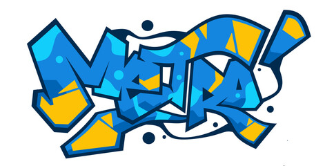 Metro word graffiti text font sticker